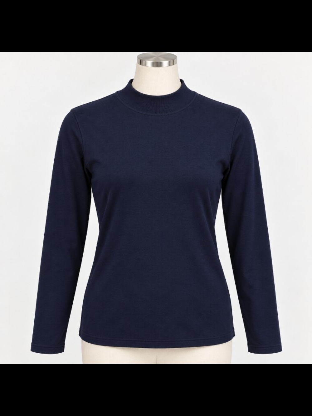 St. John's Bay Navy Long Sleeve Mockneck Top